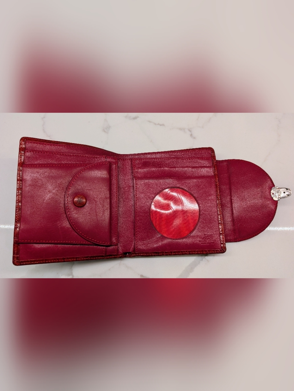 Gianni Versace Red Croc-Embossed Leather Wallet - Picture 5 of 9